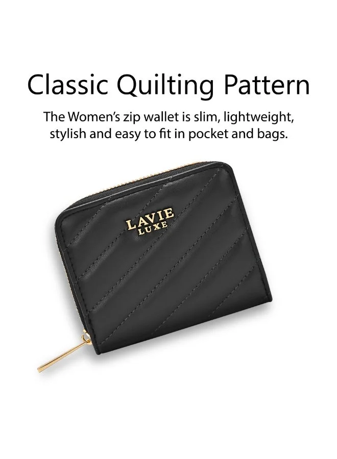 Lavie  Luxe Women's Diagonal Flap25 Small Zip Wallet (Black) for Women | Best Price UAE